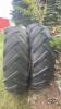 Pair of 18.4 34 tires on double bevel rims - 2