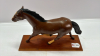 Metal Horse Figurine on 13in Long Plaque - 4