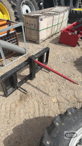 Unused skid steer quick tach bale spear