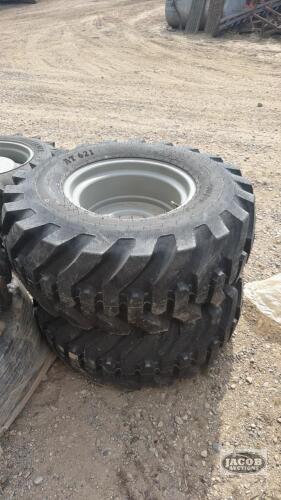 Unused Bkt 400/70-20 tire on 6 bolt wheel x2