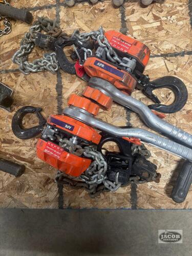 Pair of ratcheting chain hoist