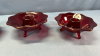 2 Pair of Ruby Red Glass Candle Holders - 4