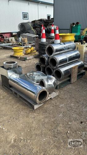 ASSORTED LOT OF 8IN STEEL INSULATED CHIMNEY PIPE