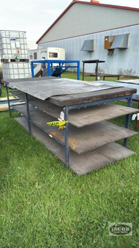 WOODEN AND METAL WORK BENCH