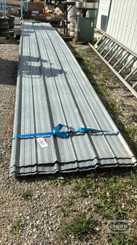 (20) SHEETS OF 25FT USED GALVANIZED ROOFING STEEL