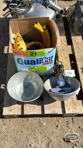 (2) METAL WATER BOWLS WITH PARTS