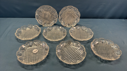 8 -6in Cut Glass Shallow Dessert Bowls