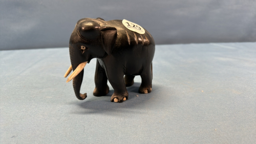 Ebony 4in High Elephant with Ivory Tusks