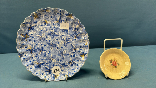 8in Blue Spode Plate and 3.5in Spode Plate