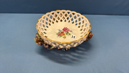 Schierholtz Footed Lattice Bowl with Floral Décor