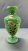 Blown Blue Glass Hand Painted Antique Vase