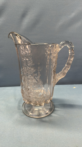 Grapevine Pattern Glass Water Pitcher