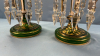 2 Enamelled Green Overlay Glass Lustres w/ Prisms - 5