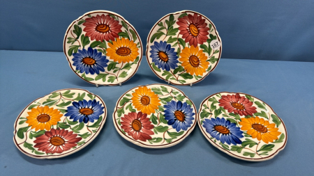 5 German 7in Floral Plates