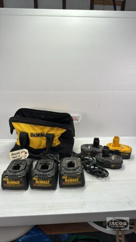 DEWALT BAG WITH (3) 18V CHARGERS & 18V BATTERIES