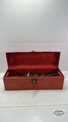 RED STEEL TOOL BOX WITH CONTENTS
