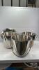 (3) 10L STAINLESS PAILS WITH (2) UNMATCHED LIDS