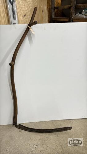 SCYTH WITH WOOD HANDLE