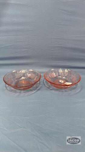 (2) SHARON PINK DEPRESSION BOWLS 8.5IN