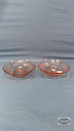 (2) SHARON PINK DEPRESSION BOWLS 8.5IN