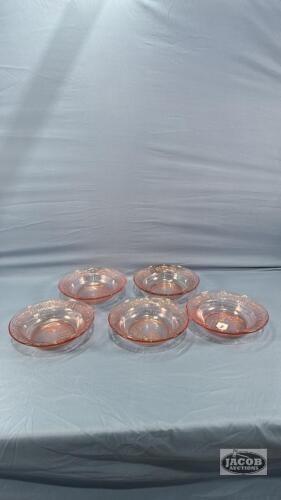 (5) 7.5IN SHARON PINK DEPRESSION BOWLS