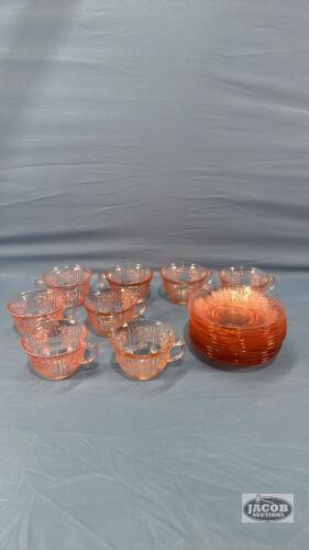 SHARON PINK DEPRESSION CUP AND SAUCER LOT