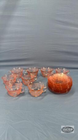 SHARON PINK DEPRESSION CUP AND SAUCER LOT