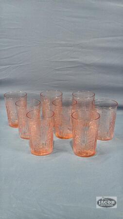 (8) SHARON PINK DEPRESSION TUMBLERS