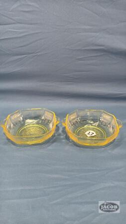 (2) 5IN PRINCESS PATTERN YELLOW DEPRESSION BOWLS