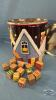 TIN WITH CHILDRENS WOODEN ALPHABET BLOCKS - 5