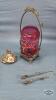 CRANBARRY PICKLE CRUET WITH TONGS 10IN TALL - 4