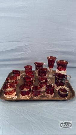 (16) RUBY GLASS SOUVENIOR LOT