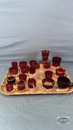 (19) RUBY GLASS SOUVENIOR LOT