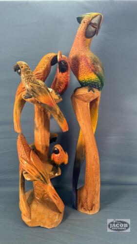 (2) PARROT CARVINGS TALLEST IS 27IN