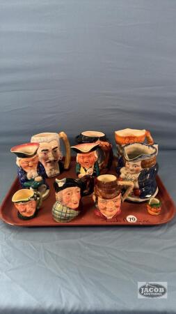 (10) CHINA TOBY MUGS FROM 1.5IN TO 6IN TALL