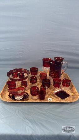 APPROX (20) RUBY GLASS SOUVENIR LOT