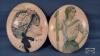 (3) 6IN PHOTO BUTTONS & (2) 10IN LADY WALL HANGING - 4