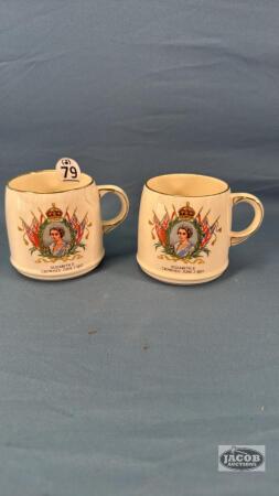 (2) ROYAL WINTON QUEEN ELIZABETH II MUGS