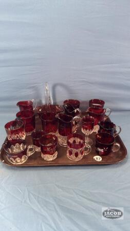 APPROX (17) RUBY GLASS SOUVENIR LOT