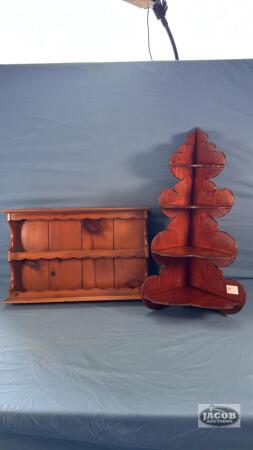 (2) WOODEN WALL HANGING SHELVES