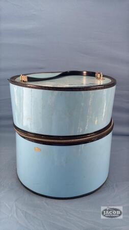 VINTAGE HAT BOX TRAVEL CASE WITH ZIPPER