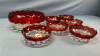 Ruby Red 7in Fruit Bowl with 6 -4.5in Nappies - 2