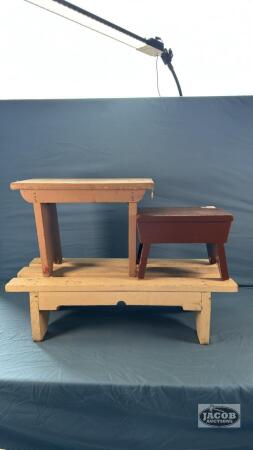 (3) WOODEN FOOT STOOLS