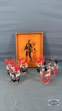 (6) 4.5IN DOG PRINT GLASSES