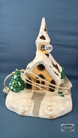 LIGHTED 11IN CERAMIC CHURCH