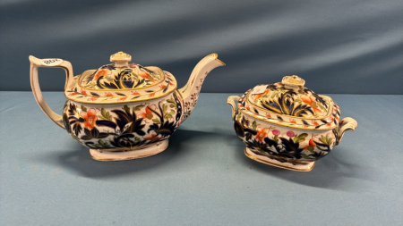 English Porcelain Tea Pot & Sugar Bowl -See Notes