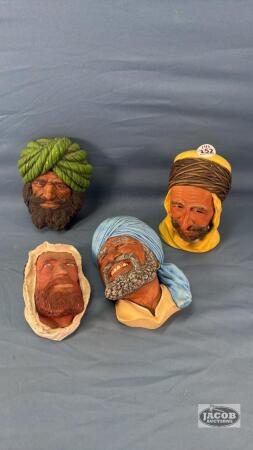 (4) VINTAGE FACE SCULPTURES