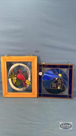 (2) FRAMED STAIN GLASS WINDOW HANGING