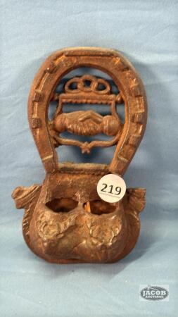 8IN HIGH CAST IRON MATCH HOLDER WALL HUNG