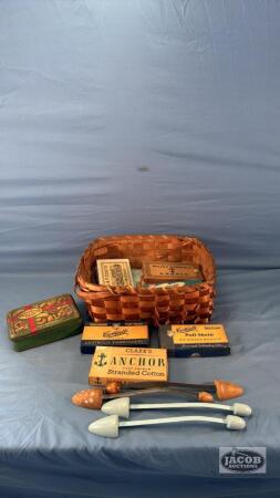ASSORTED LOT IN WOVEN BASKET
